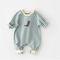 Newborn Baby Striped Rompers green white 12M