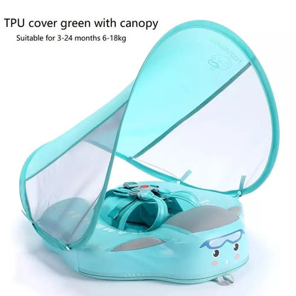 Non Inflatable Baby Float TPU Green Canopy