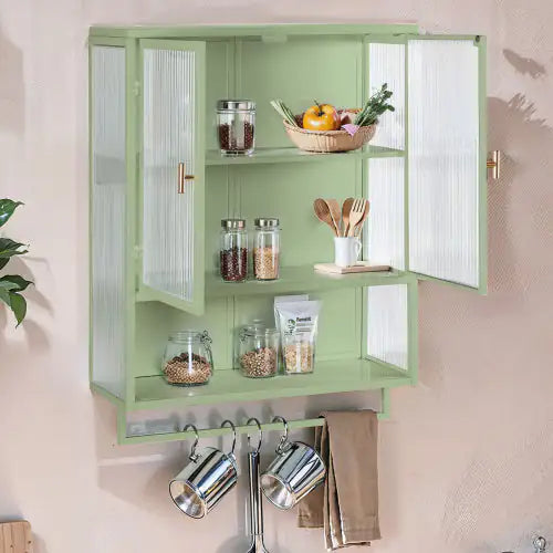 Green Glass Door Two-door Wall Cabinet - Kia Day Design