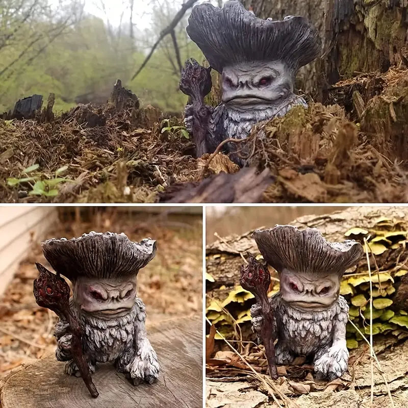 Fairy Mushroom Monster Troll Statue for Garden Decor