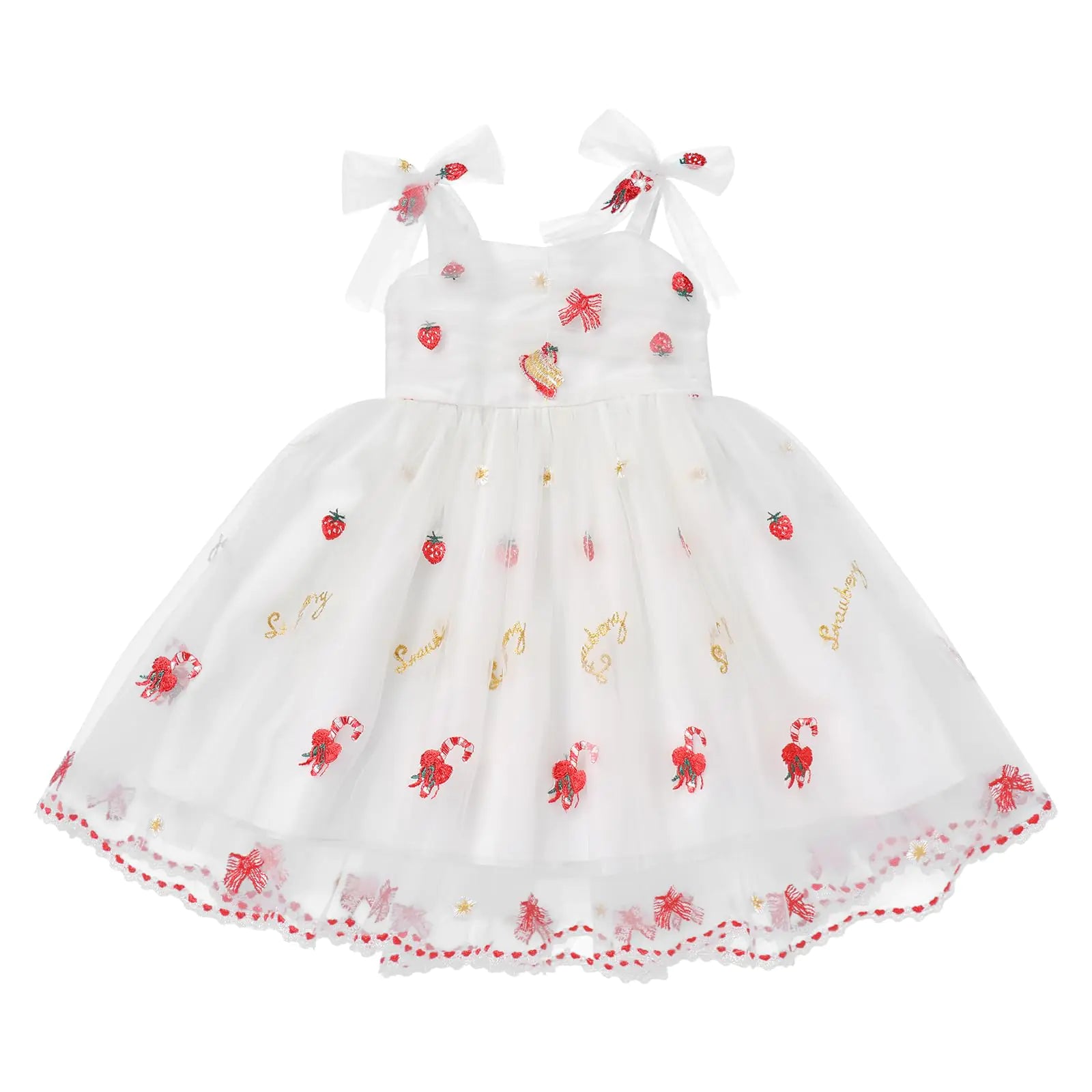 Strawberry Tulle Sleeveless Spaghetti Strap Tutu Dress - - dress
