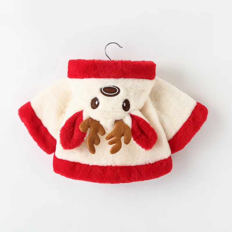 4 Colors Cute Christmas Elk Plush Baby Jacket