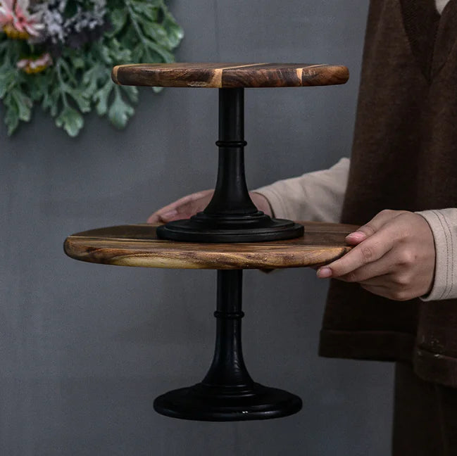 Wooden Cake Stand with Solid Wood Tray Kia Day Design