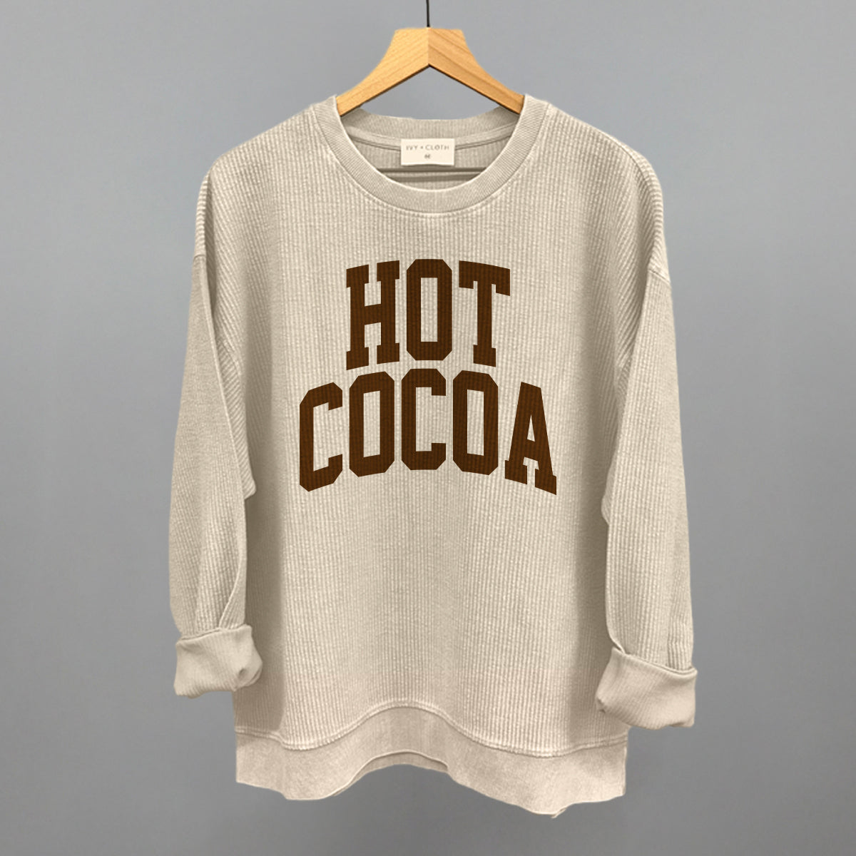 Hot Cocoa Arch - Oversized Corded Crew Moonbeam - POD - Apparel