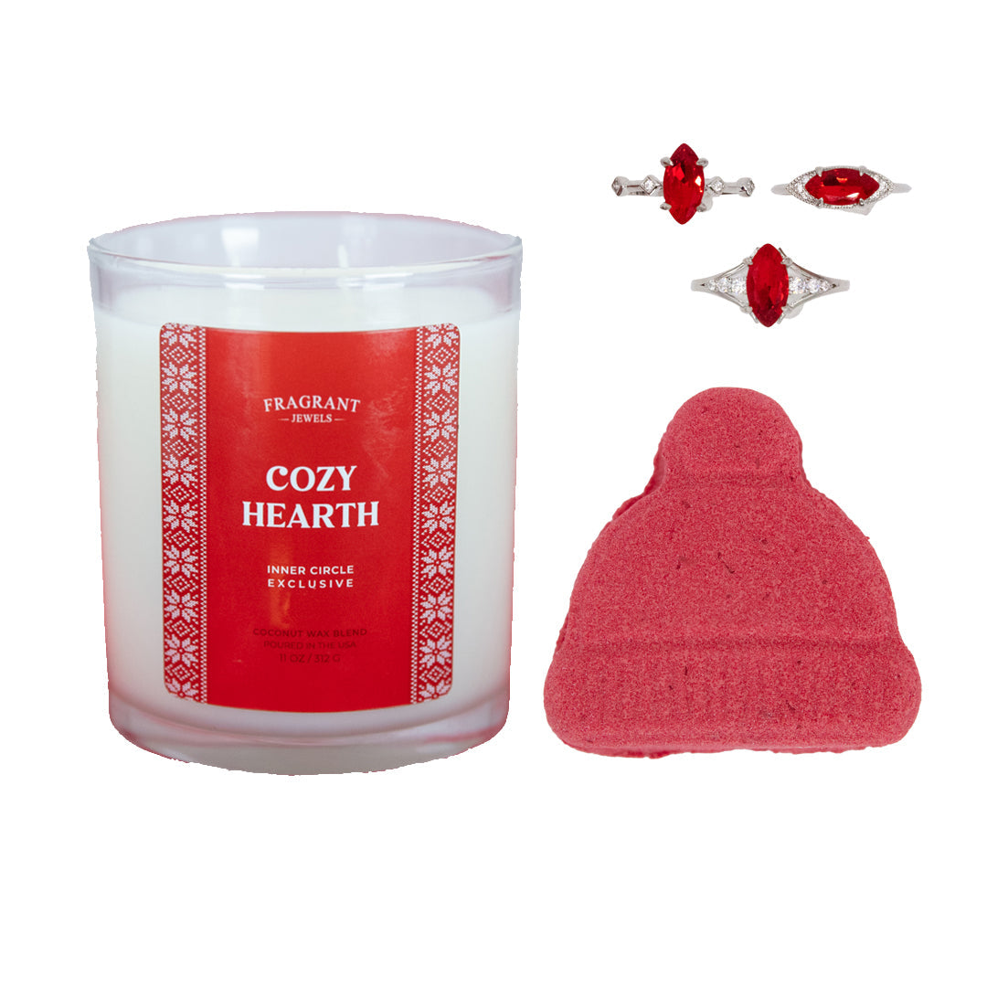 Cozy Hearth - Candle and Bath Bomb Set - - Bundle (Candle & Bath Bomb)