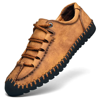 Men's Casual Low-Top Lace-Up Leather Shoes - Kia Day Design