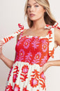 GLAMOUR IN MOTION WOVEN MAXI DRESS - IVORY RED - DRESSES
