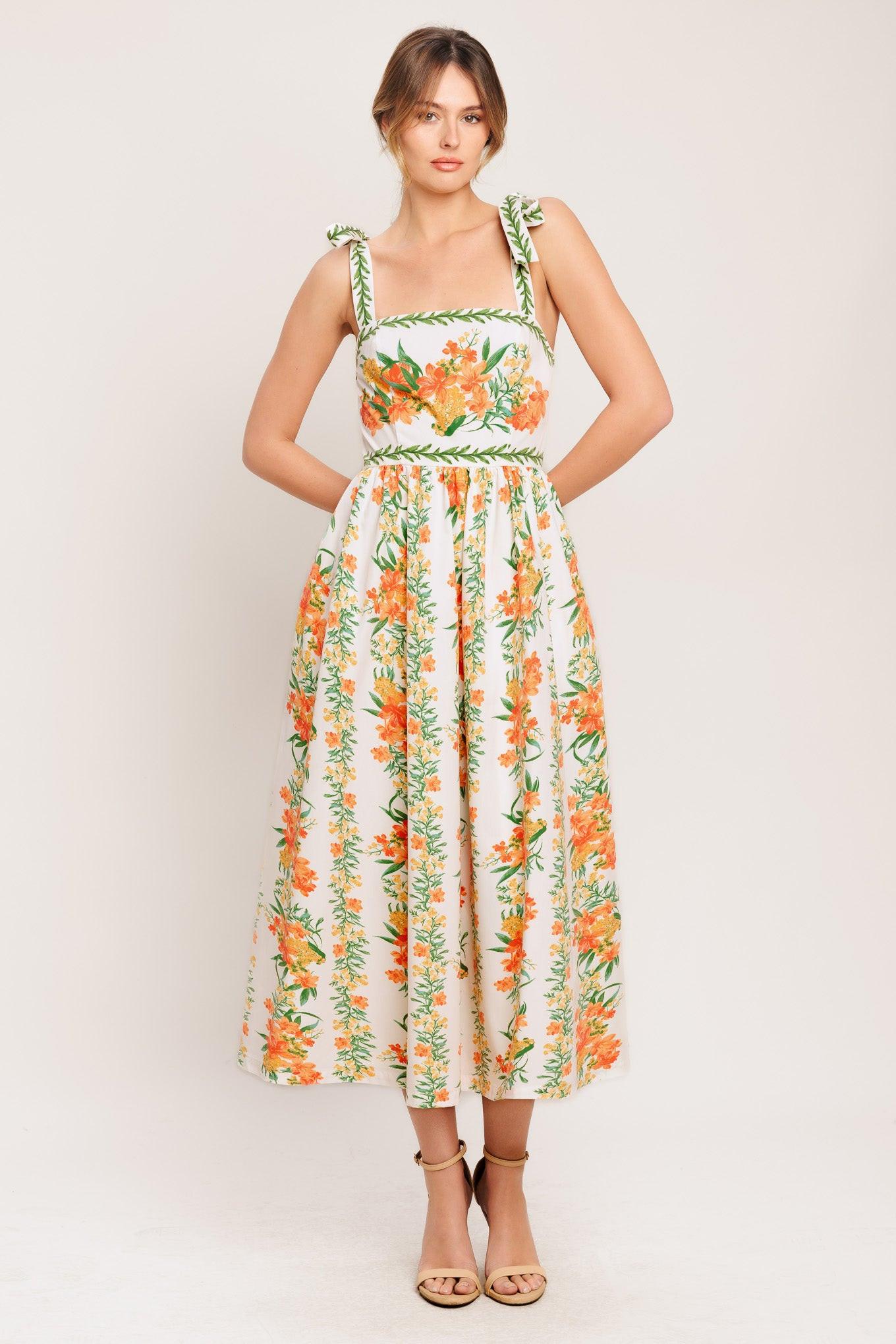 MARIGOLD BREEZE WOVEN MIDI DRESS - - DRESSES