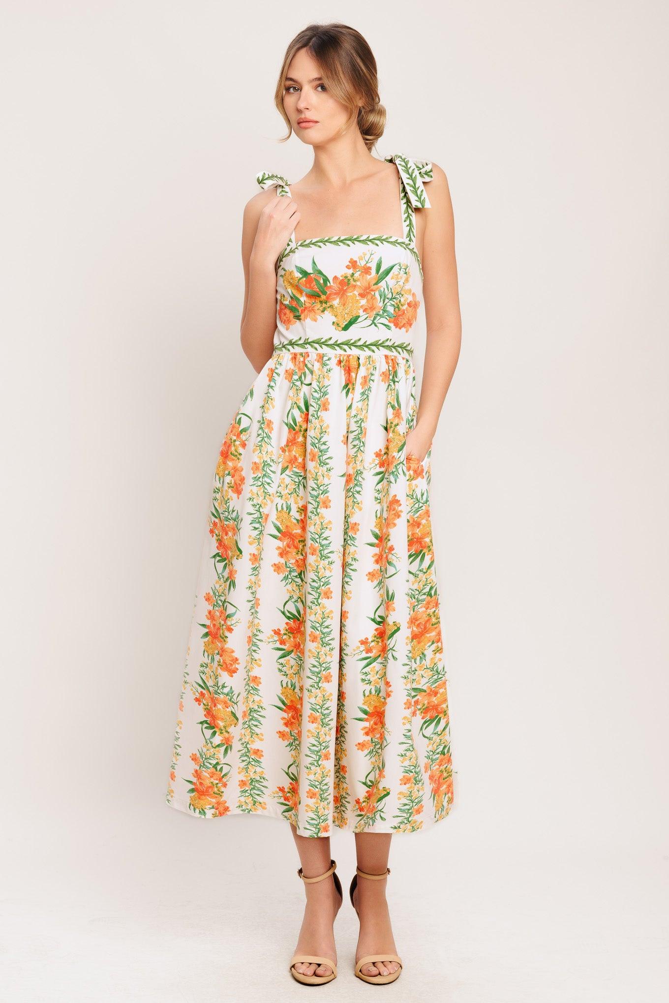 MARIGOLD BREEZE WOVEN MIDI DRESS - - DRESSES