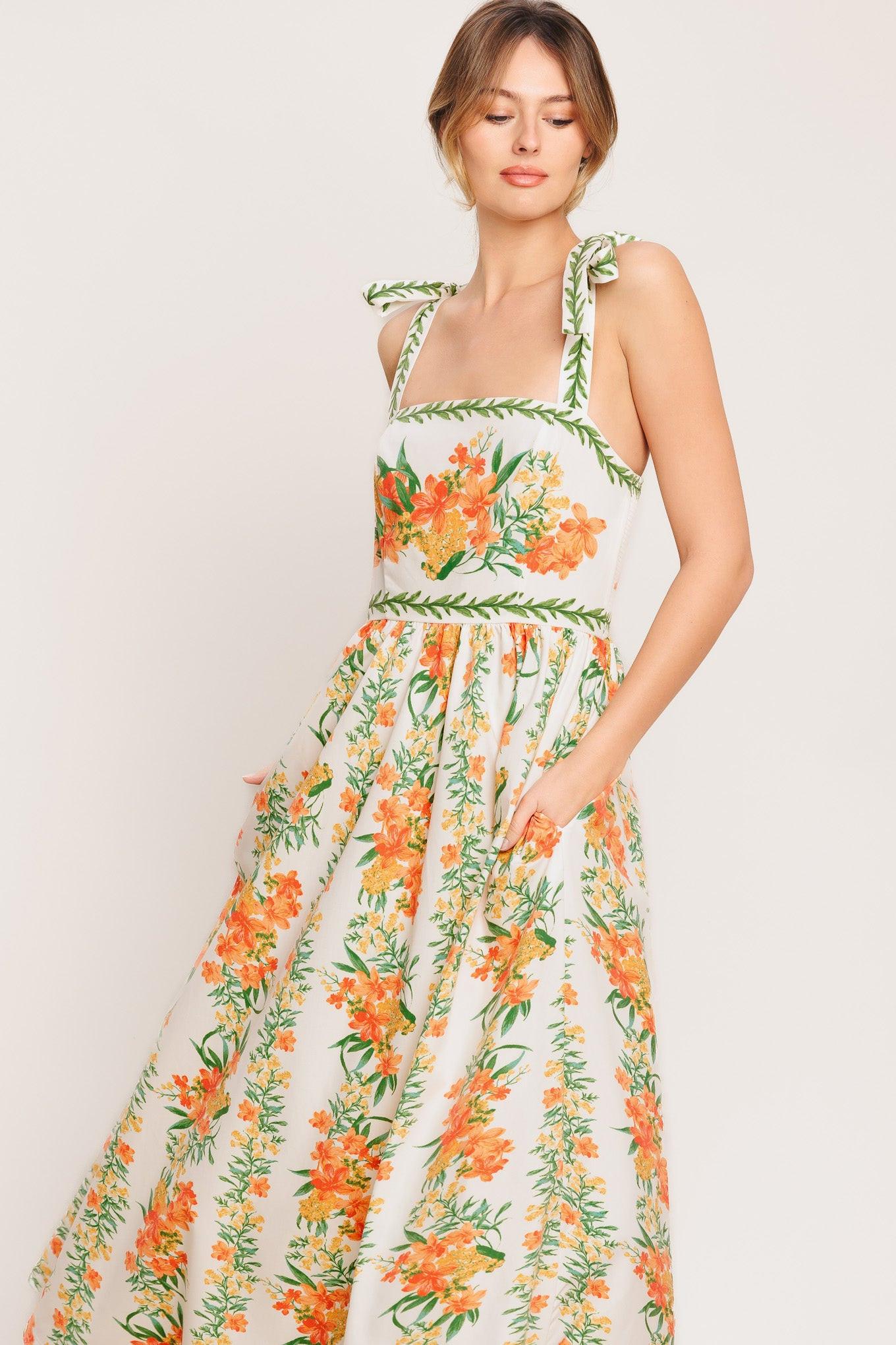 MARIGOLD BREEZE WOVEN MIDI DRESS - - DRESSES