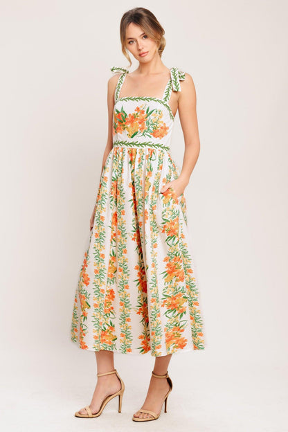 MARIGOLD BREEZE WOVEN MIDI DRESS - - DRESSES
