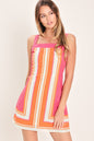 ELECTRIC SUMMER WOVEN MINI DRESS - PINK MULTI - DRESSES