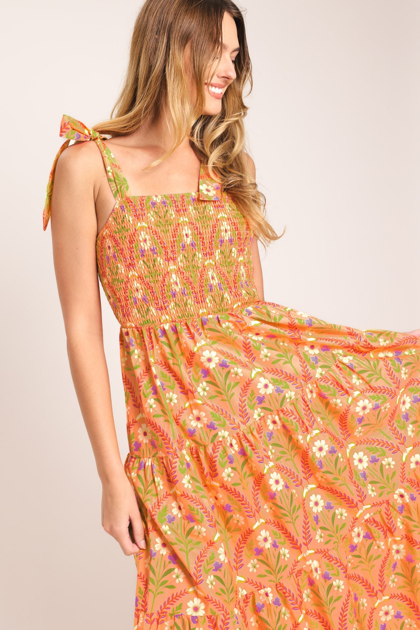 SUNKISS FLORAL WOVEN MAXI DRESS - - DRESSES