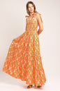 SUNKISS FLORAL WOVEN MAXI DRESS - ORANGE - DRESSES