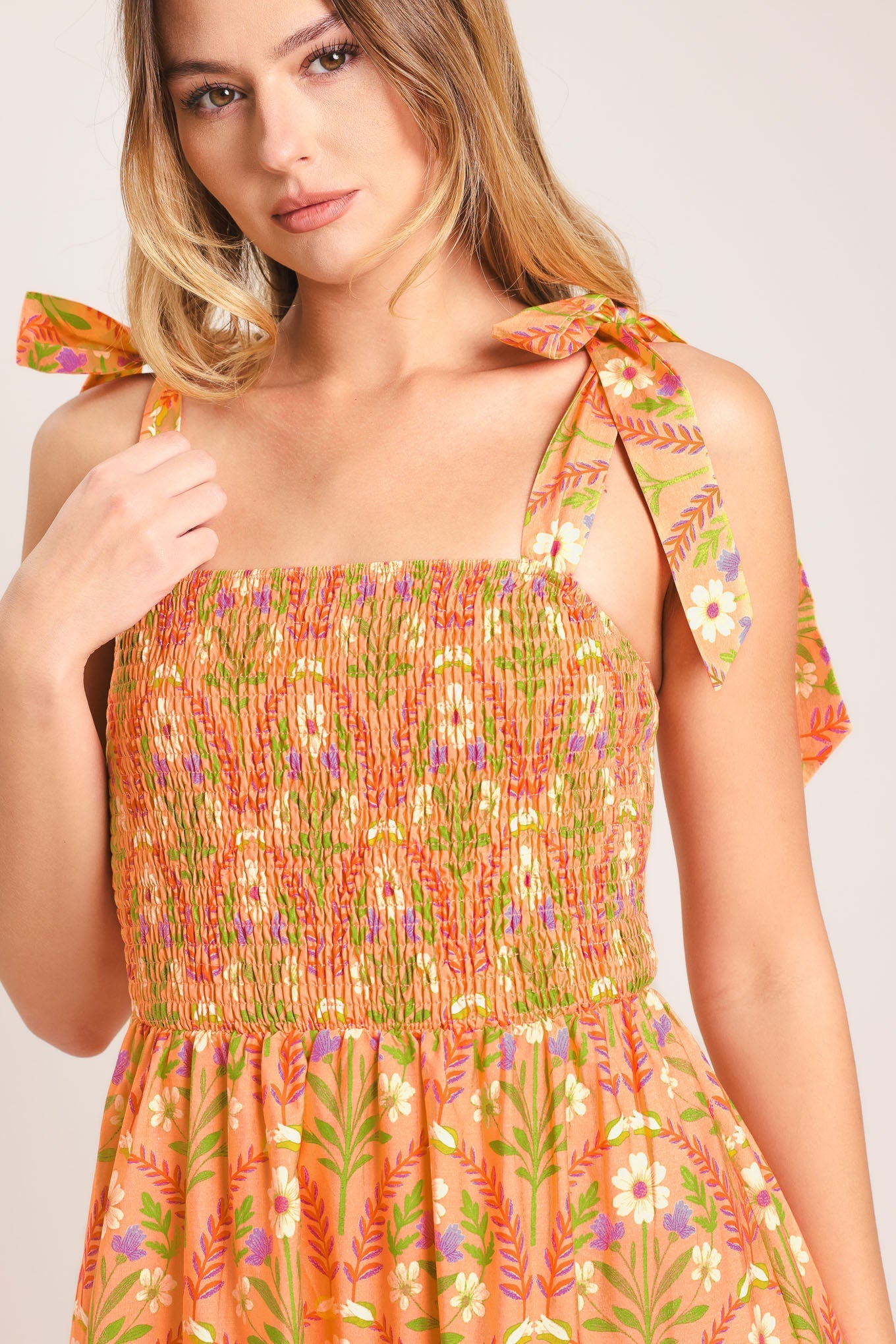 SUNKISS FLORAL WOVEN MAXI DRESS - - DRESSES