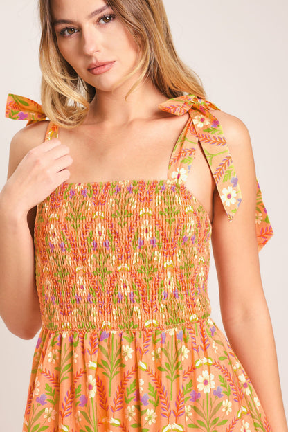 SUNKISS FLORAL WOVEN MAXI DRESS - - DRESSES
