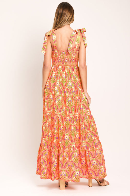 SUNKISS FLORAL WOVEN MAXI DRESS - - DRESSES