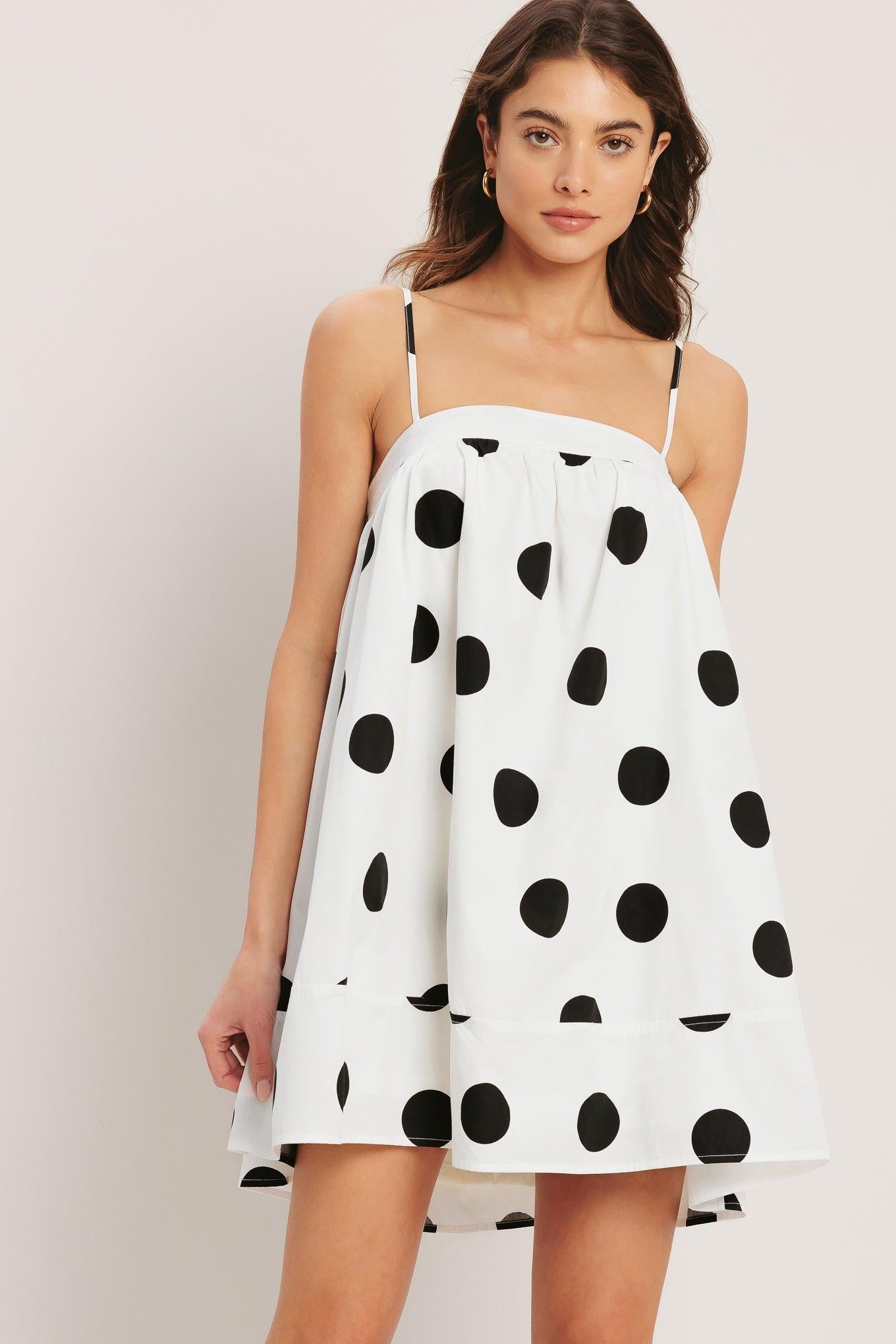 RUNWAY POLKA WOVEN MINI DRESS - - DRESSES