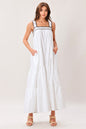 CLOUD LINE WOVEN MAXI DRESS - WHITE BROWN - DRESSES