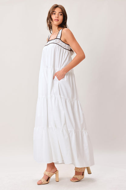 CLOUD LINE WOVEN MAXI DRESS - - DRESSES