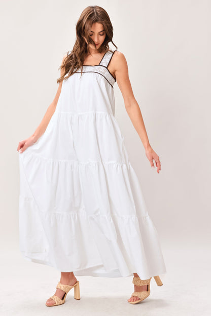 CLOUD LINE WOVEN MAXI DRESS - - DRESSES