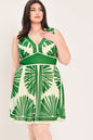 PALM BREEZE WOVEN MINI DRESS - IVORY GREEN - DRESSES