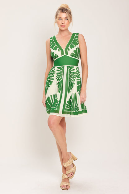 PALM BREEZE WOVEN MINI DRESS - - DRESSES
