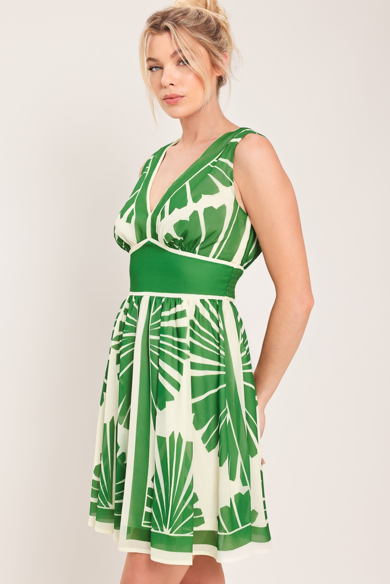 PALM BREEZE WOVEN MINI DRESS - - DRESSES