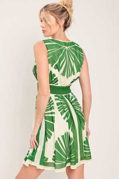 PALM BREEZE WOVEN MINI DRESS - - DRESSES