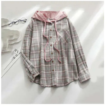 Hooded Casual Overshirt with Button Closure - Kia Day Design