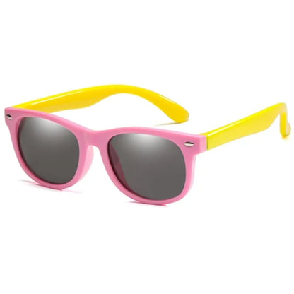 Kids Round Polarized Sunglasses Pink Yellow