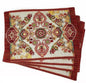 Tache Burgundy Ornate Paisley Woven Tapestry Placemats - Eclectic Modern Dining Set - - Placemat