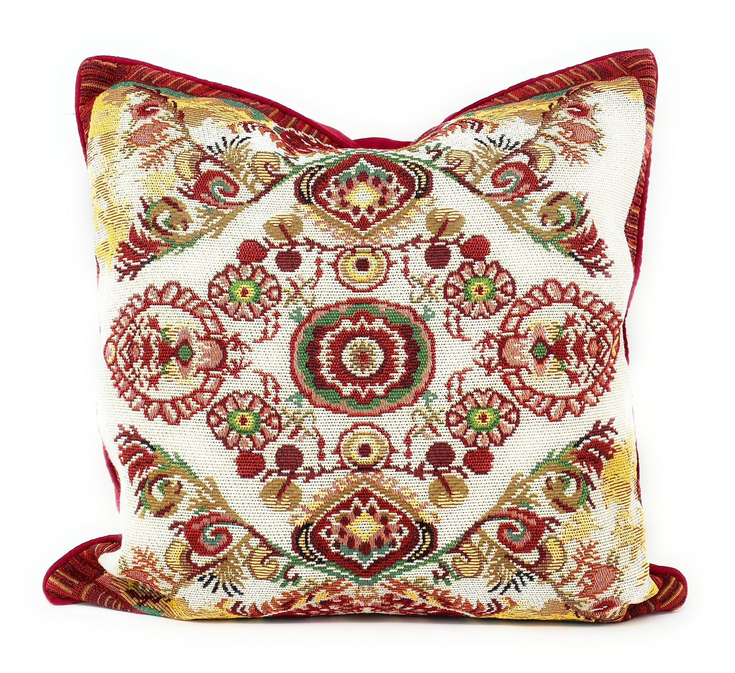 Tache Elegant Burgundy Ornate Paisley Woven Tapestry Throw Pillow Cover (18194) - 1 Piece - Pillow Cover
