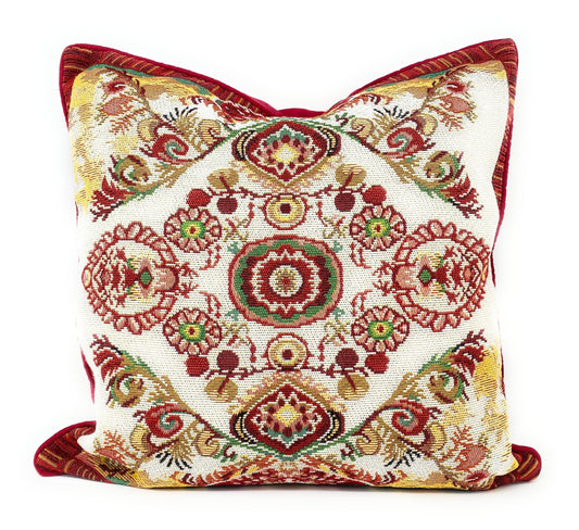 Tache Elegant Burgundy Ornate Paisley Woven Tapestry Throw Pillow Cover (18194) - 1 Piece - Pillow Cover