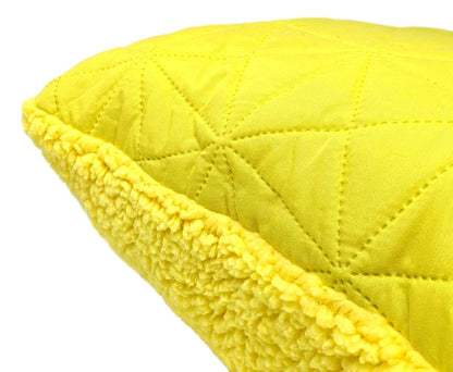 DaDa Bedding Hand-Made Tuscan Sun Yellow Sherpa Backside Quilted Throw Pillow - 18" x 18" - - Throw Pillows