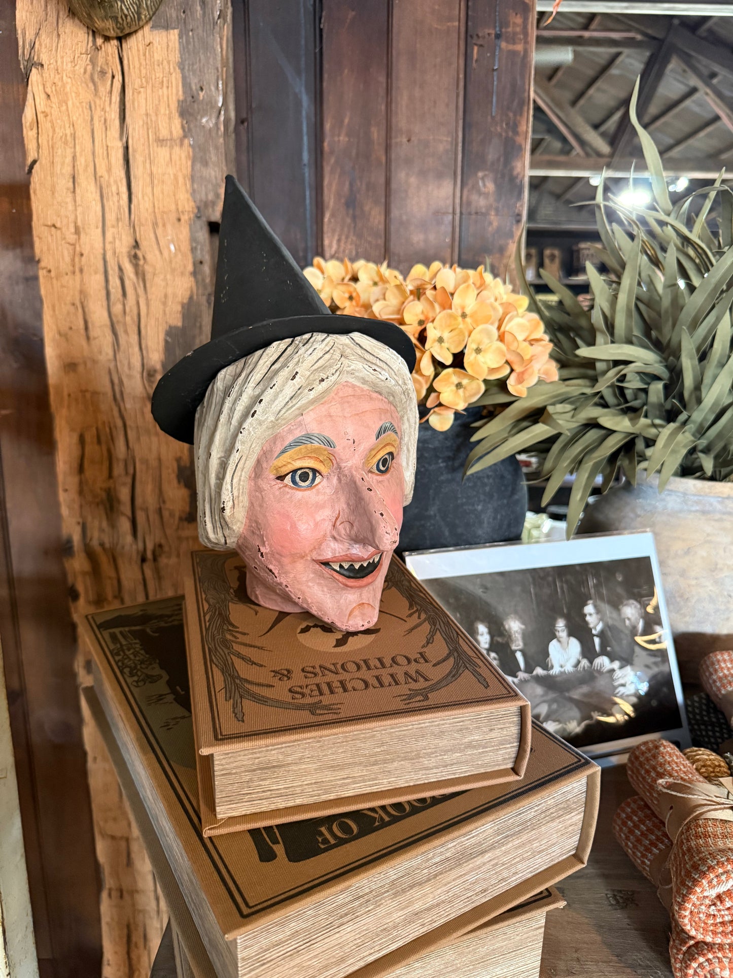 Retro Halloween Hag Paper Mache Witch - - Fall & Halloween