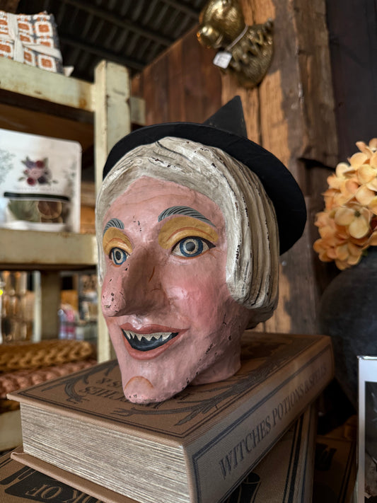 Retro Halloween Hag Paper Mache Witch - - Decor