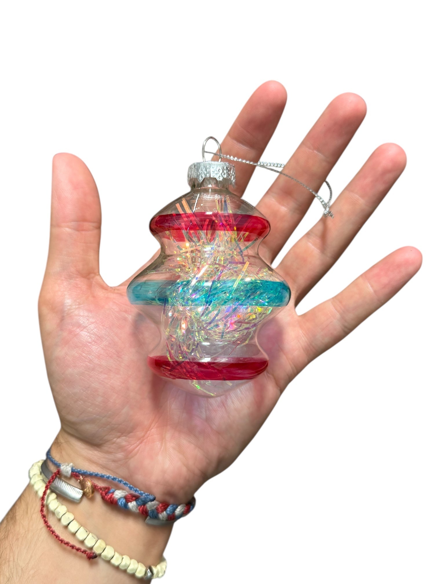 Striped Glass Drop Ornament | 2 Styles - Style A - Christmas