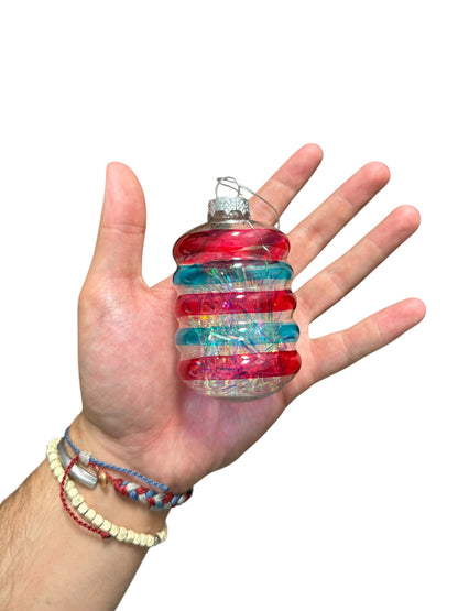 Striped Glass Drop Ornament | 2 Styles - Style B - Christmas