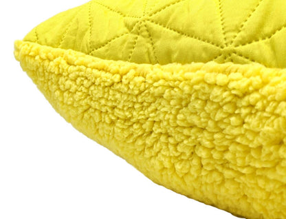 DaDa Bedding Hand-Made Tuscan Sun Yellow Sherpa Backside Quilted Throw Pillow - 18" x 18" - - Throw Pillows