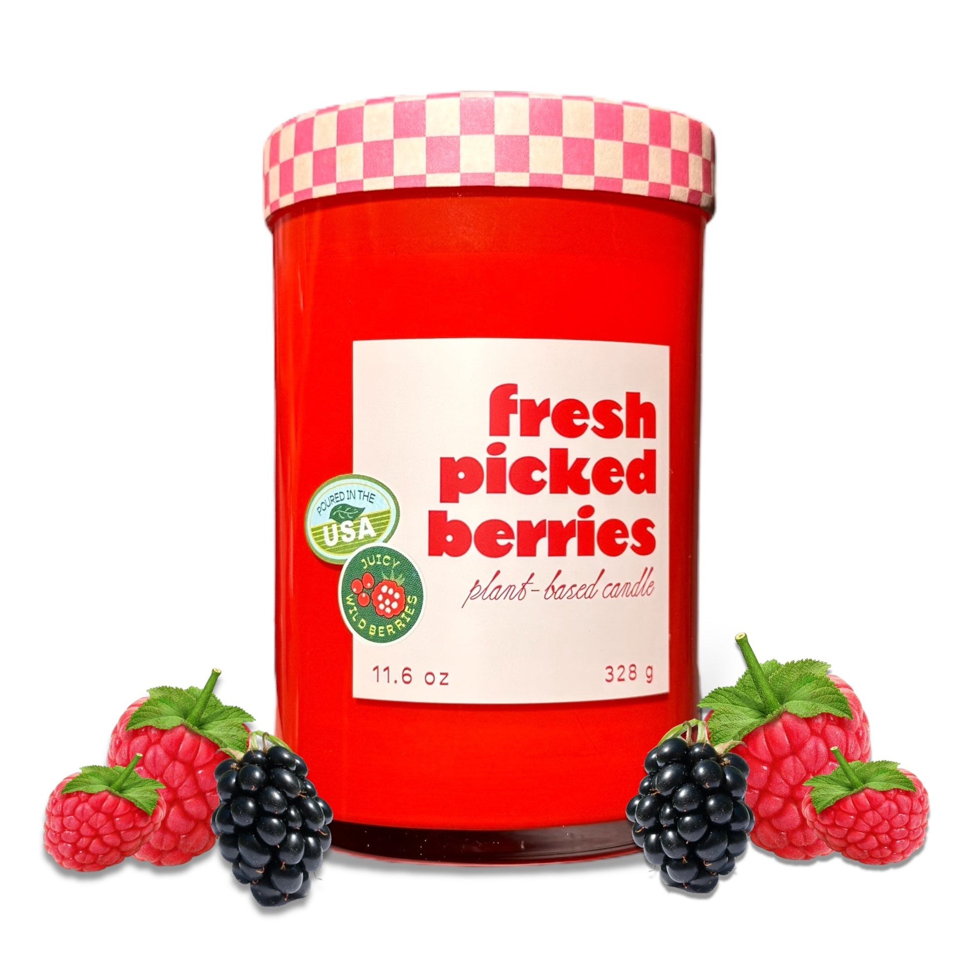 Fresh Picked Berries Farmers Market Glass Candle - - Candles & Accessories