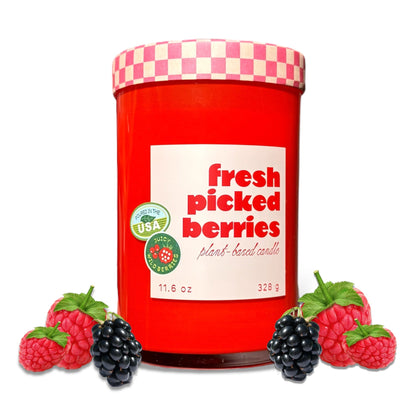 Fresh Picked Berries Farmers Market Glass Candle - - Candles & Accessories