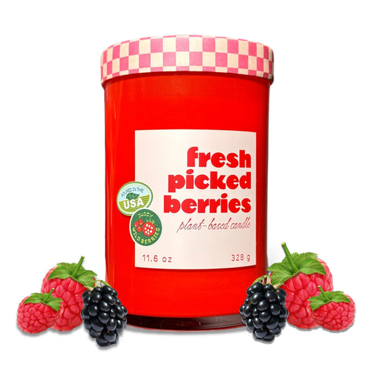 Fresh Picked Berries Farmers Market Glass Candle - - Candles & Accessories