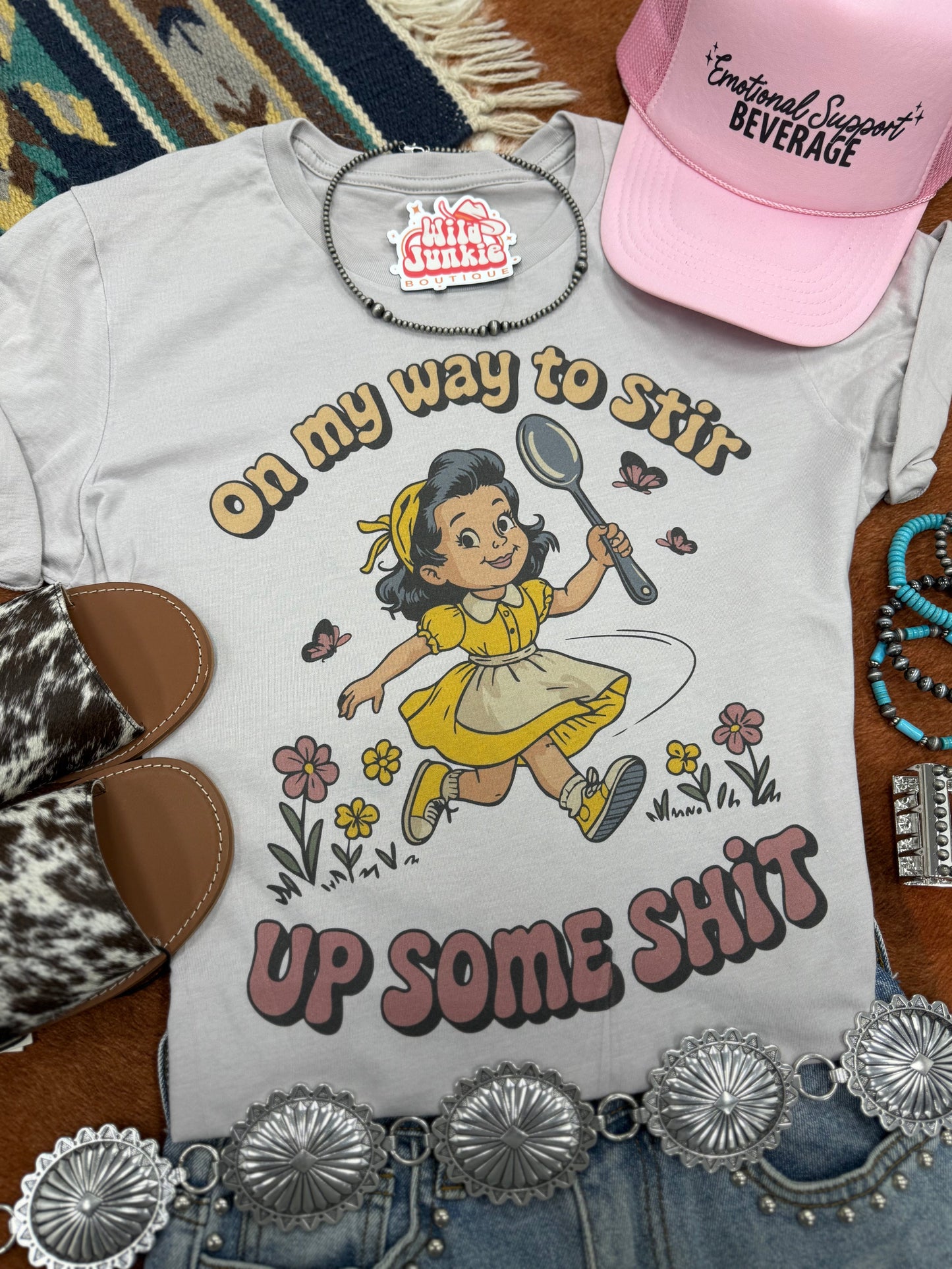 On My Way To Stir Up Some Shit Graphic Tee- Wild Junkie- {{Product type}}