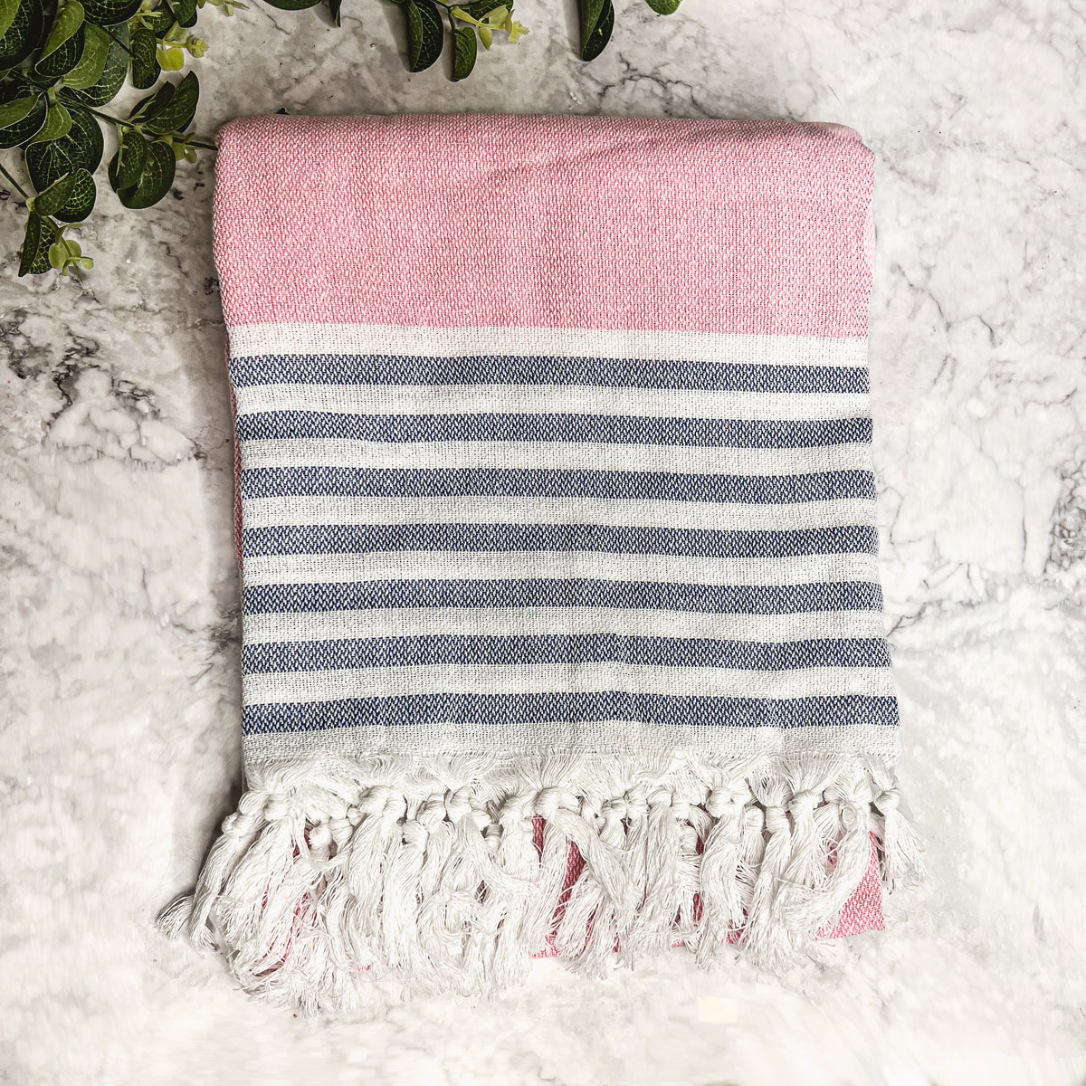 Mediterranean Cotton Bath Towel 180GSM Lightweight Gray Blue Summer - - Textiles & Pillows