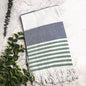 Mediterranean Cotton Bath Towel 180GSM Lightweight Gray Blue Summer - Green & Blue - Textiles & Pillows