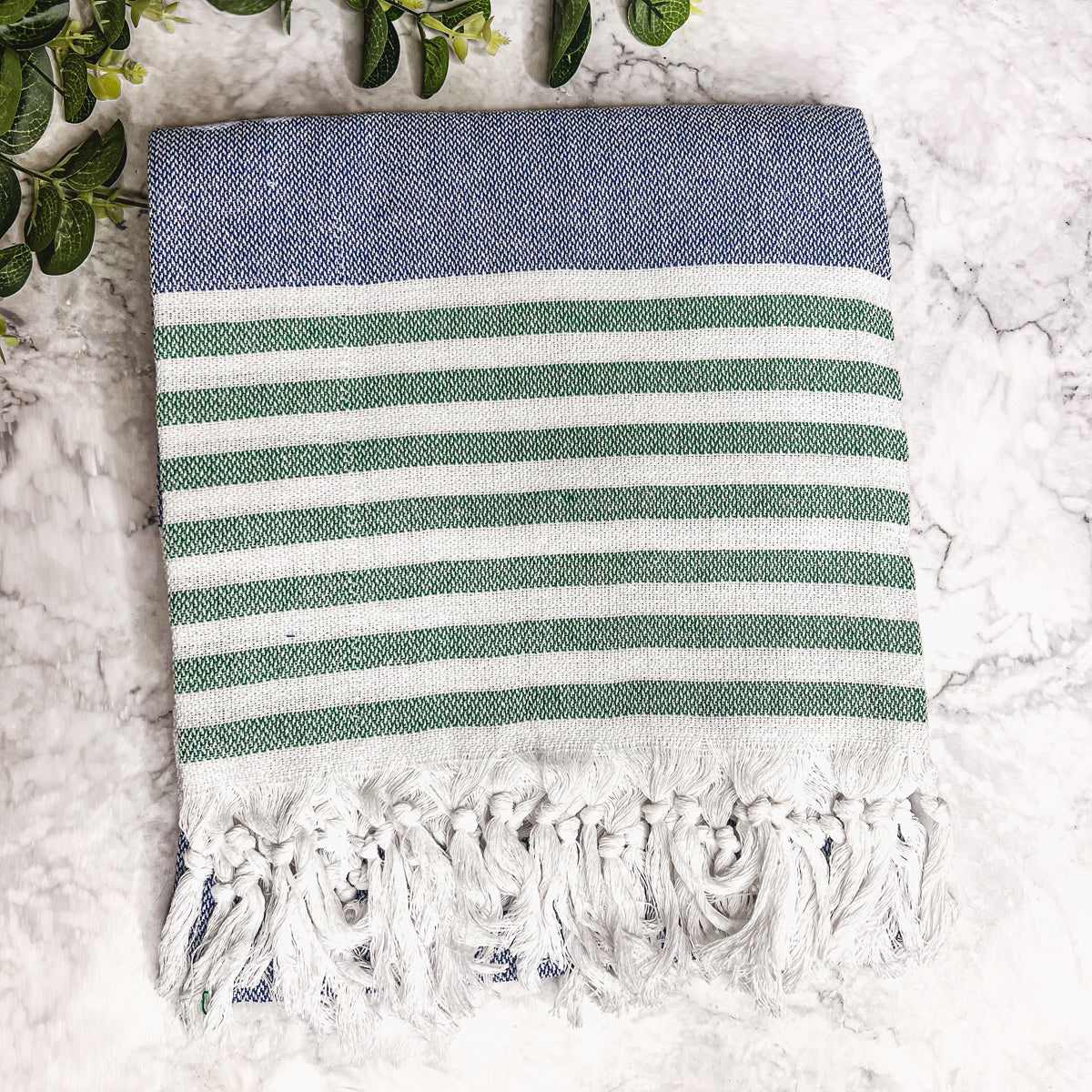 Mediterranean Cotton Bath Towel 180GSM Lightweight Gray Blue Summer - - Textiles & Pillows
