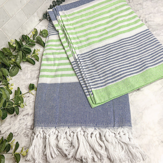 Pop Of Summer Lightweight Cotton Turkish Towel With Fringe - - Bath Towels