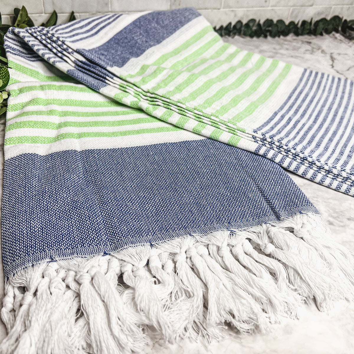 Pop Of Summer Turkish Towel 180GSM Lightweight Cotton Peshtemal Beach Bath Towel With Fringe - - Home & Garden