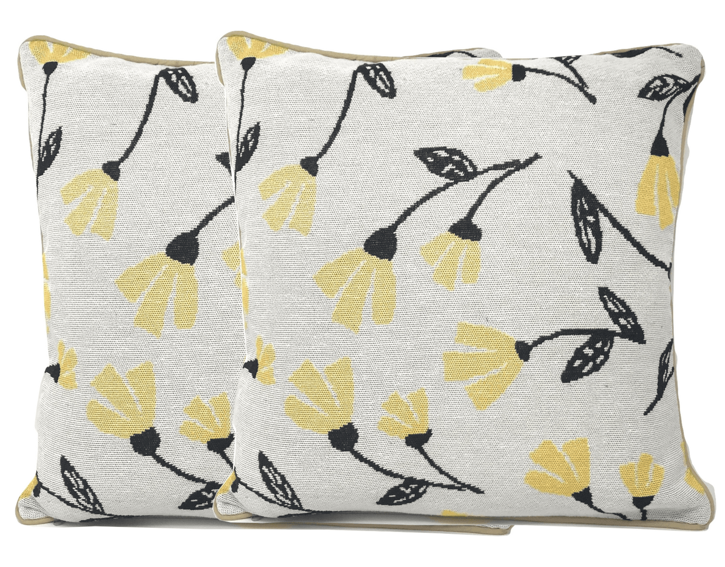 DaDa Bedding Yellow Fleur Floral Botanical Spring Tapestry Throw Pillow Cover, 16" x 16" (18112) - 2-Pieces - Throw Pillow Covers